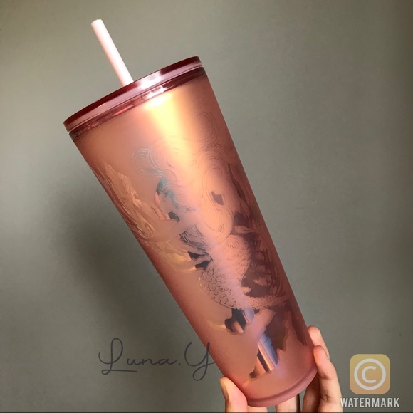 Starbucks Accessories - Starbucks Copper Siren Mermaid Pink Soft Touch Tumbler Cup Venti